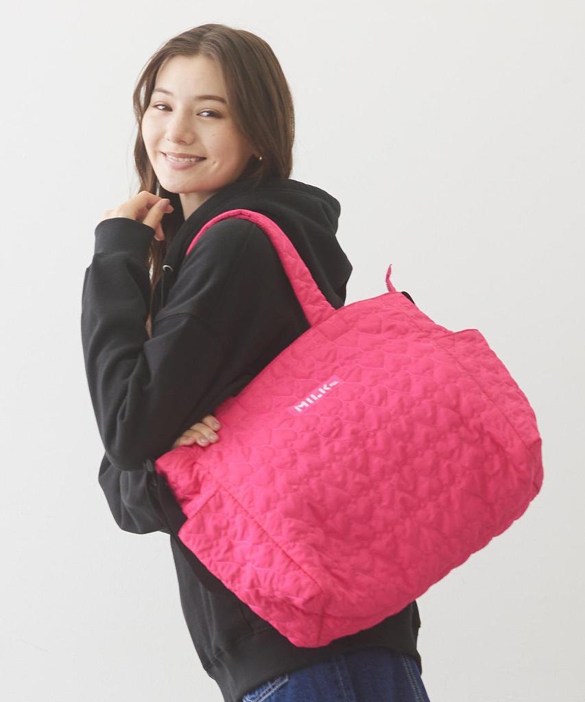 Heart Quilted 2-Way Tote 103244053001 Pink One Size