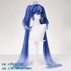 Juego Iuno Cabello Sintético Largo Degradado Azul Doble Cola de Caballo Peluca Cosplay Cabello Resistente al Calor Pelucas para Fiesta de Halloween