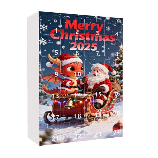 2025 Christmas Dragon Advent Calendar 24-Day Countdown Box with Baby Dragon Ornaments Multifunctional Decoration for Festive Tree Decor