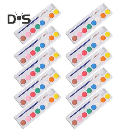 

Набор из 10 шт. акварельных красок для детей, 8 цветов, акварельные краски с кисточкой, смываемые краски, художественные принадлежности для школы, класса, путешествий 10pcs