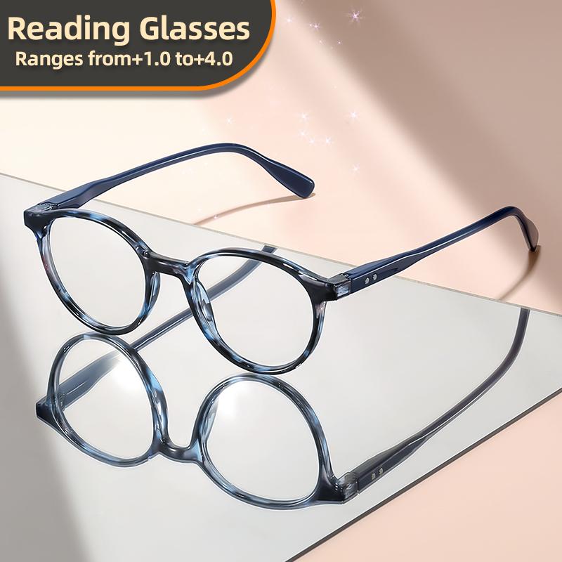 Retro small round-framed reading glasses, classic light and high-definition reading glasses for middle-aged and elderly people