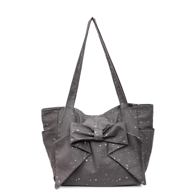 Canvas Bag Women's Large Capacity 2025 New Autumn Versatile Shoulder Bag Bow Casual Student Commuter Tote Bag