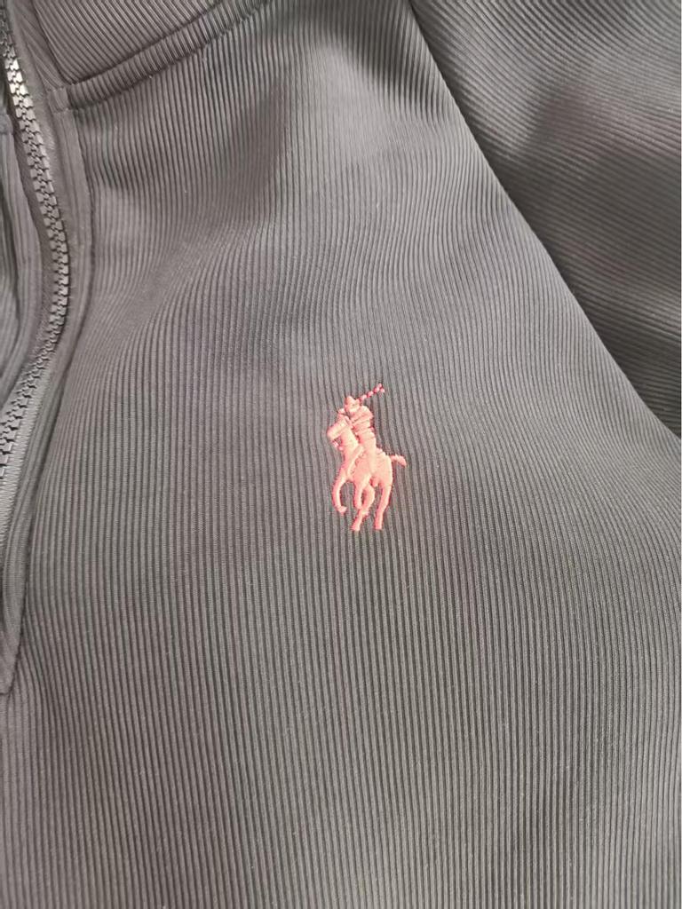 Herren Trendy Fleece-gefütterter Half-Zip Hoodie, Stehkragen mit RL Pony-Stickerei, Lässiger Frühjahrs-/Herbststil.
