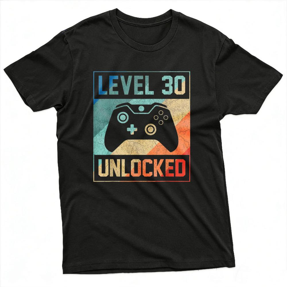 Level 30 Unlocked Gaming Controller Design Unisex TShirt Cotton Summer T Shirt Short Sleeve Casual Fashion Tee Gift for Gamers