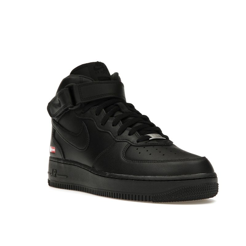 Nike Supreme x Air Force 1 Mid Box Logo - Triple Black Unisex Sneakers FZ8784-001