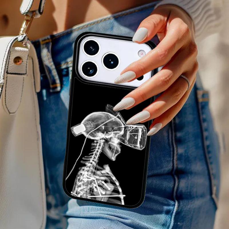 Skeleton X-Ray Phone Case For iPhone 17 Air 14 15 13 12 Max Cover For Apple 16e 11 Pro Max Plus Coque