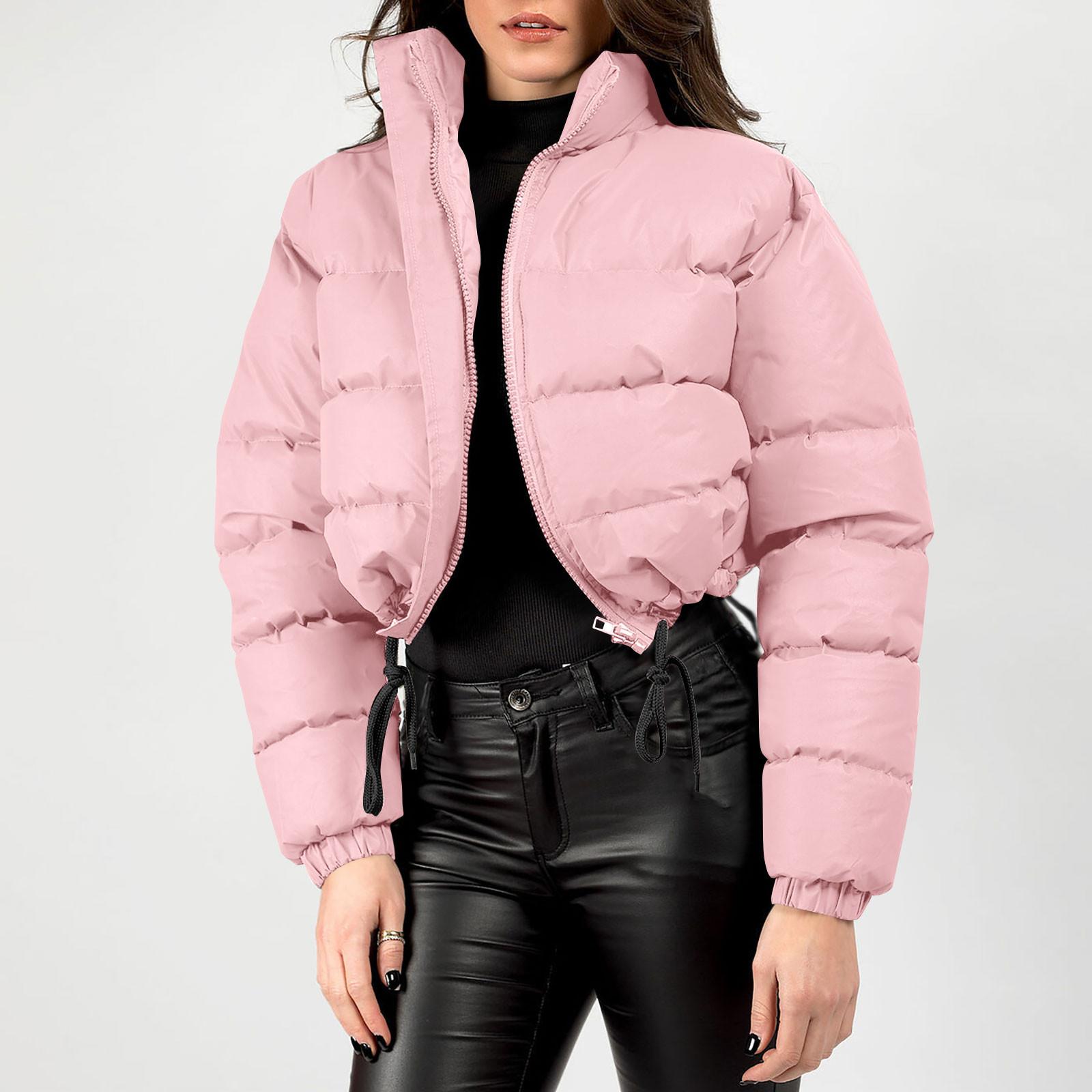 

Женская хлопковая куртка с короткими рукавами и воротником-стойкой, модная одежда для хлеба, хлопковое пальто, куртка M розовый