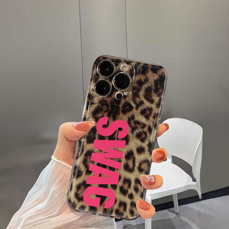 SWAG Leopard Print Phone Case For IPhone 17 Case IPhone 15 13 12 14 16 Pro Max Plus 17E 16E Air Soft Silicone Shockproof Cover