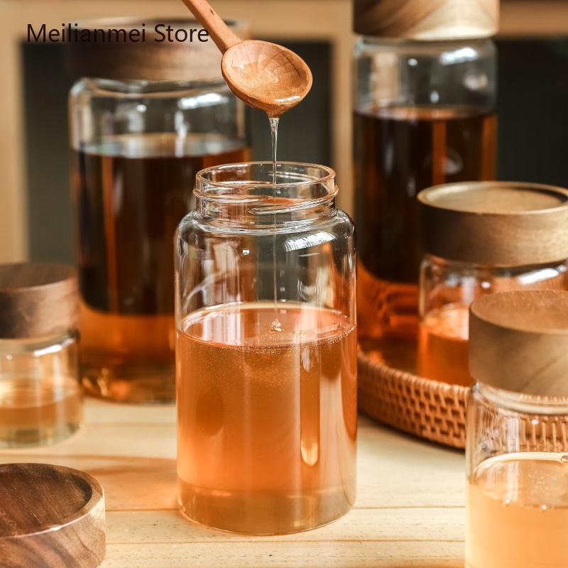 Glass Jars Food High Borosilicate Glass Sealed Jar Coffee Beans Tea Leaves Honey Sealed Storage Jars Kitchen Storage Bottles Jar