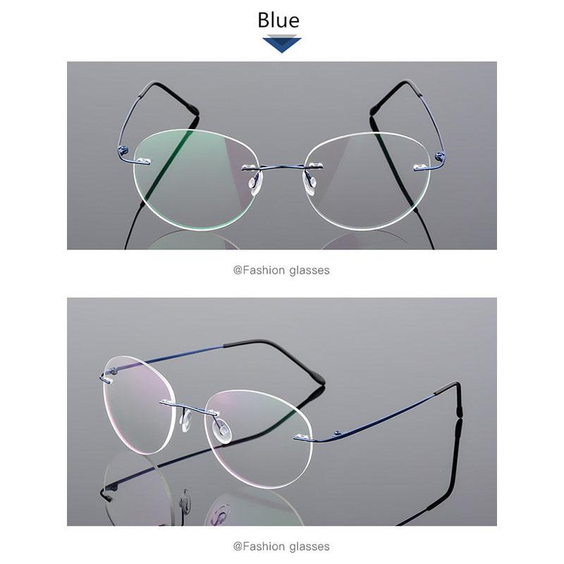 Titanium Alloy Framless Oval Myopia Glasses Finished Women Men Ultra-Light Rimless Prescription Eyeglasses 0 -0.5 -0.75 To -6.0