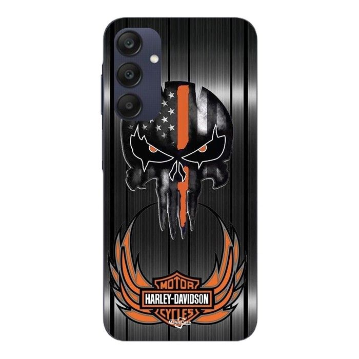 Cover Per Samsung galaxy A25 Harley Davidson teschio sfondo grigio Maniacase grigio