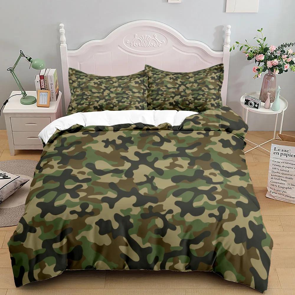 Camouflage Soldier Campus Duvet Cover Set EU Single Double King US Twin Full Queen Cal Children Bed Linen Set