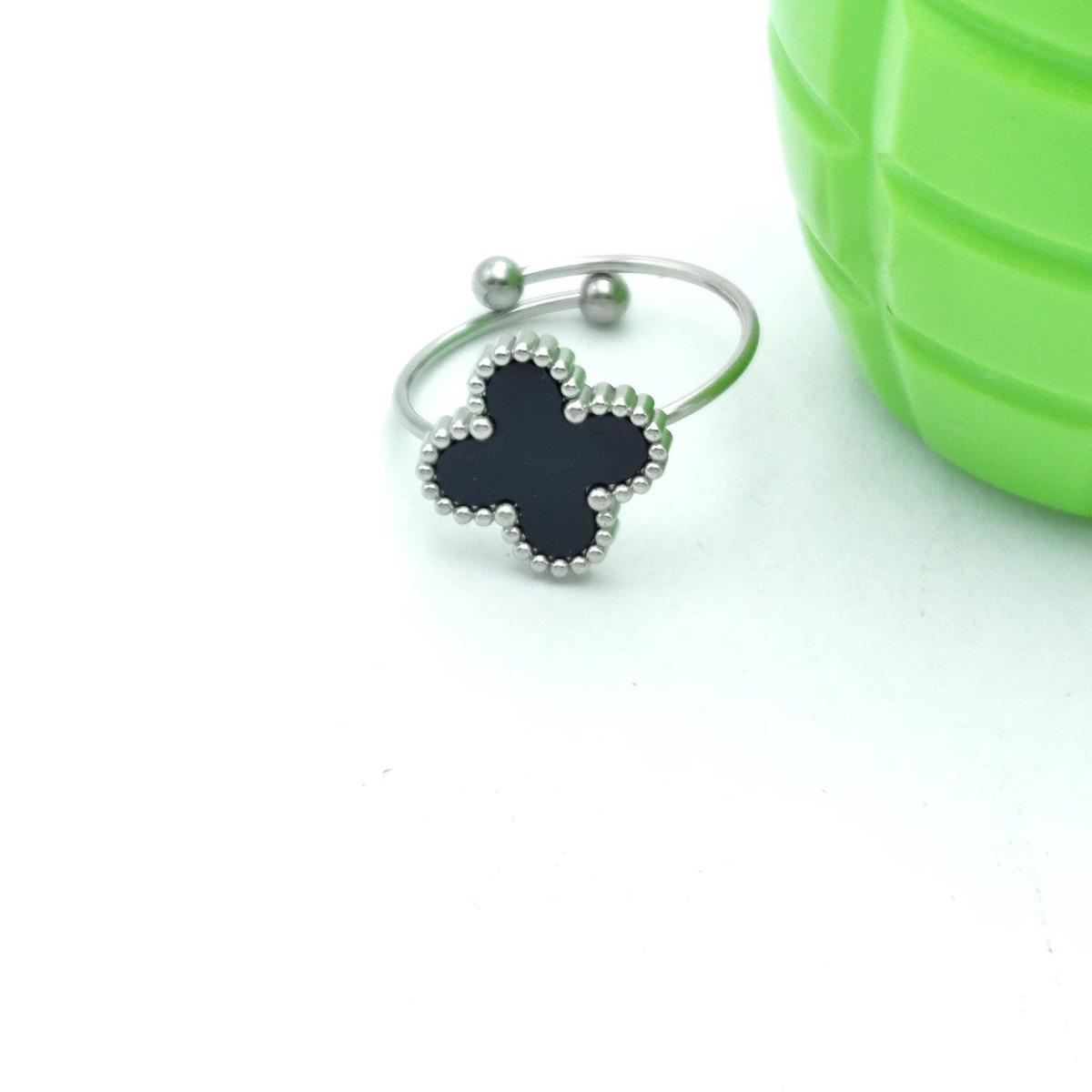 

Кольцо с четырьмя листами клевера на удачу, мужские и женские модели, открытое и регулируемое, модное, стоматитовое кольцо, первоклассное украшение для рук