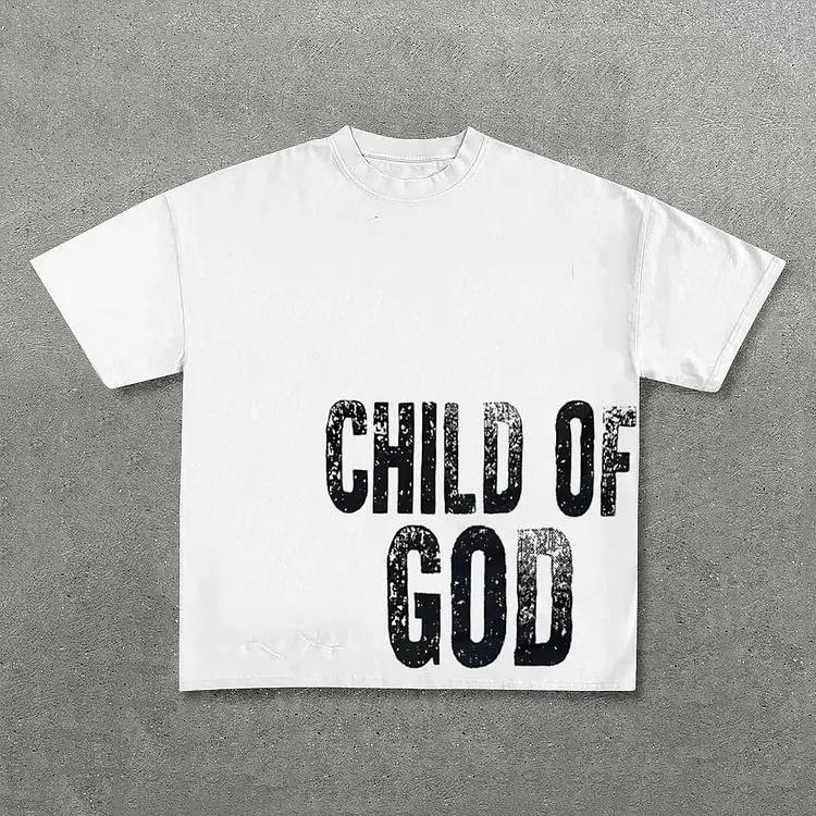 Vintage Kind Gottes Grafikdruck 100% Baumwoll-T-Shirt Herren Y2K Sommer Kurzarm Vintage Oversize T-Shirt Streetwear Damen Top