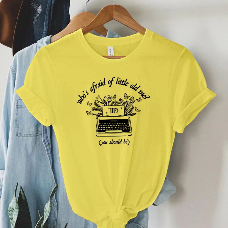 

Fashion Women Tshirts Whos Afraid of Little Old Me Print Music Album T Shirts Vintage Floral Radio Tops Tees Women TTPD Tshirt 4XL