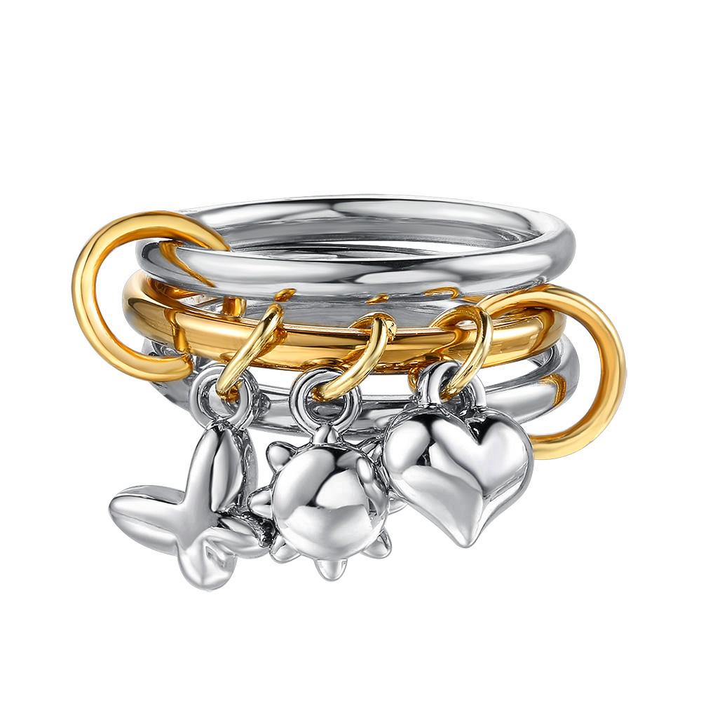 

INS Fashion Gold Color Stackable Ring Set For Women Butterfly Sun Heart Pendant Charms Stainless Steel Ring Zircon Dropshipping 5