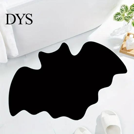 Fade Resistant Floor Carpet Spider Web Bath Mat, Halloween Gothic Bathroom Rug, Non-slip Rug Black Bat for Home Entrance Bedroom Indoor Decor