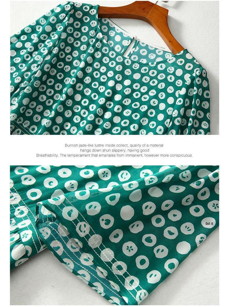 Mid-Length Silk Dress with Polka Dot Print