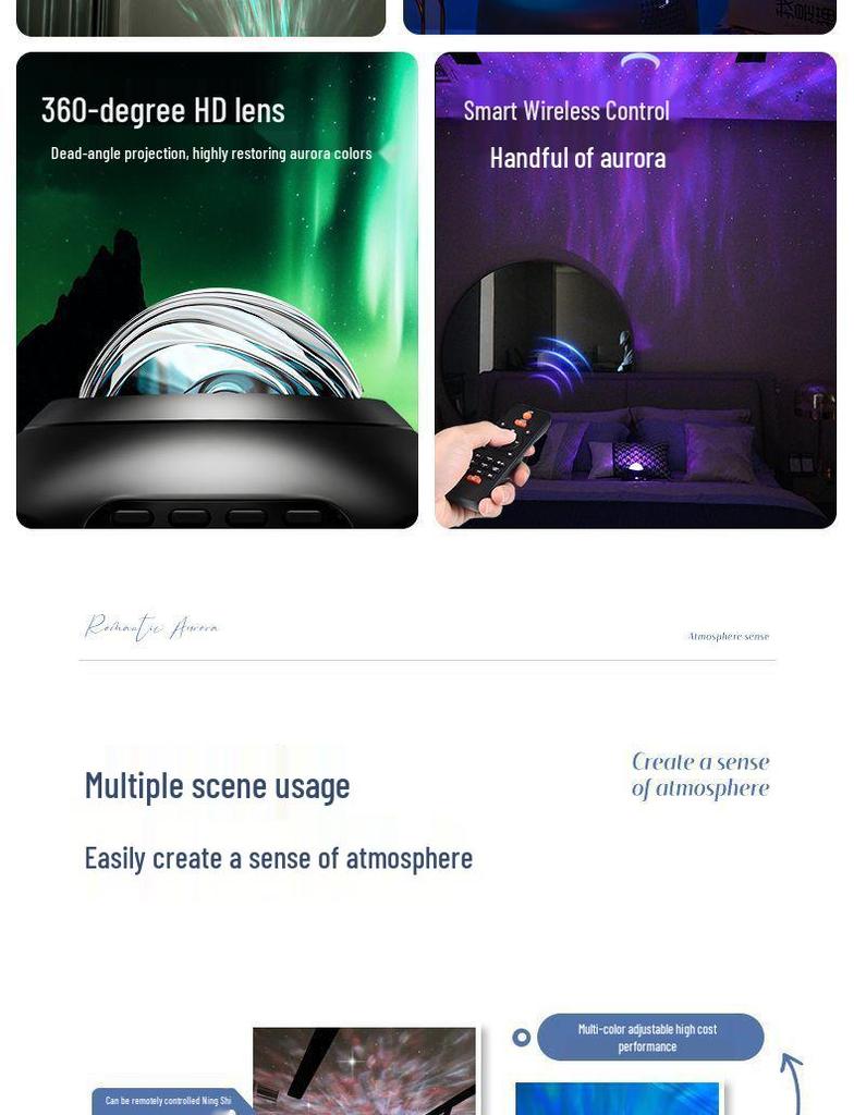 Bluetooth Aurora Projektor: Sternenhimmel & Wasserwellen Laserlicht für Schlafzimmeratmosphäre