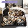 Black Bengal Cat Pattern Bedding Home Decoration Birthday Gift (1 * duvet cover + 2 * pillowcase, without core)