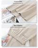 Beige Herringbone Wool Trousers - Women's 2024 Autumn/Winter Narrow Straight-Leg Casual Pants