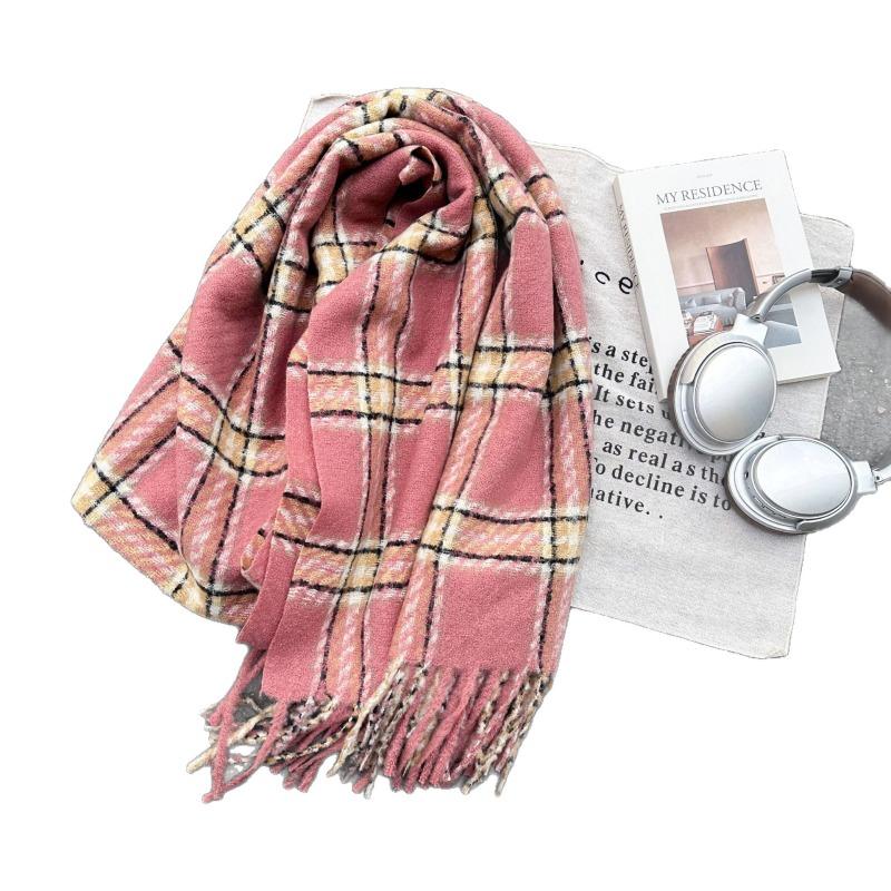 Autumn and winter atmosphere shawl plaid warm versatile scarf student JK plaid scarf woman