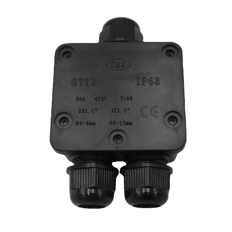 Ip68 3 Way Waterproof Junction Box Electrical Cable Wire Connectors 24A 450V External Electrical Junction Box