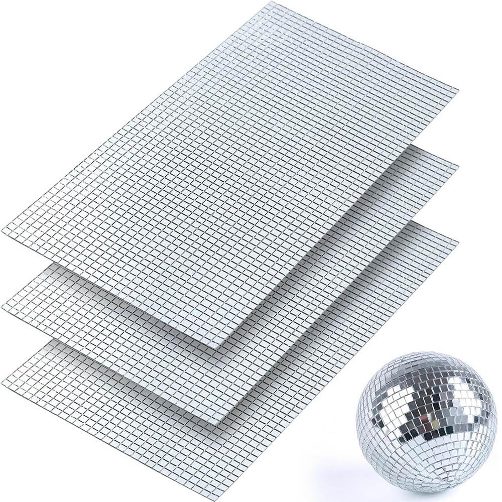 Mirror Tiles Self Adhesive,Mosaic Tiles Sheet,Disco Ball Tile Stickers,Square Mosaic Mirror Pieces,Small Glass Strips for Crafts