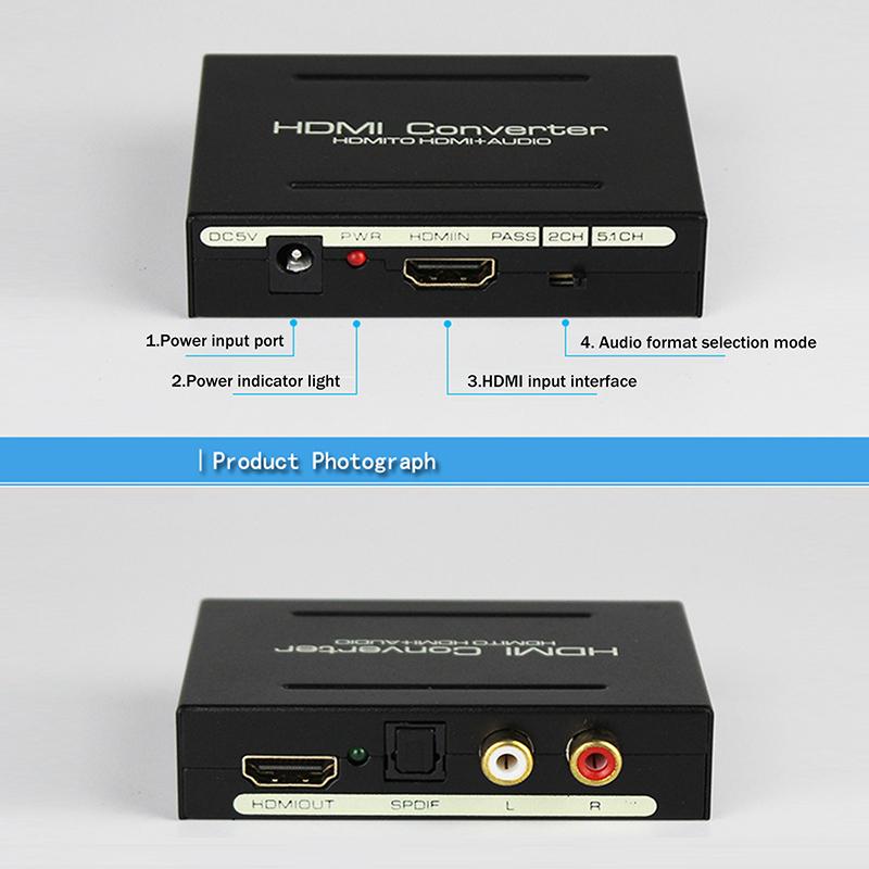 HDMI-Compatible Audio Extractor 5.1ch 2.0ch Stereo Converter Optical TOSLINK SPDIF + L/R Audio Splitter Adapter For Home Theater