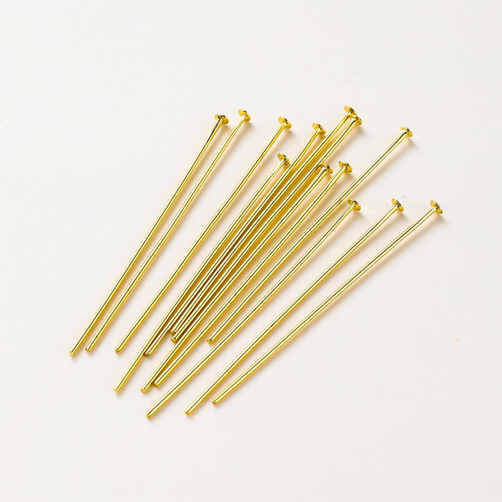 100pcs/lot 14K 18K Gold Plated Flat Head Metal Pins Beading Pendant Headpin For DIY Jewelry Handmade Craft Supplies Findings