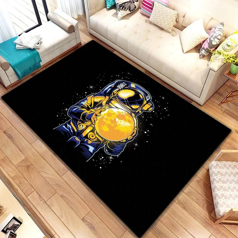 Astronaut Teppich Kinder Krabbelmatte Fußmatte Wohnzimmer Bereichsteppich Spielbereich Badezimmer Bodenmatte Bereichsteppich Yoga Wohnzimmer