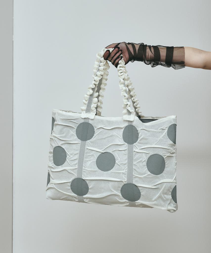 Pleatsmama Polka Dot Shopper Bag Ivory