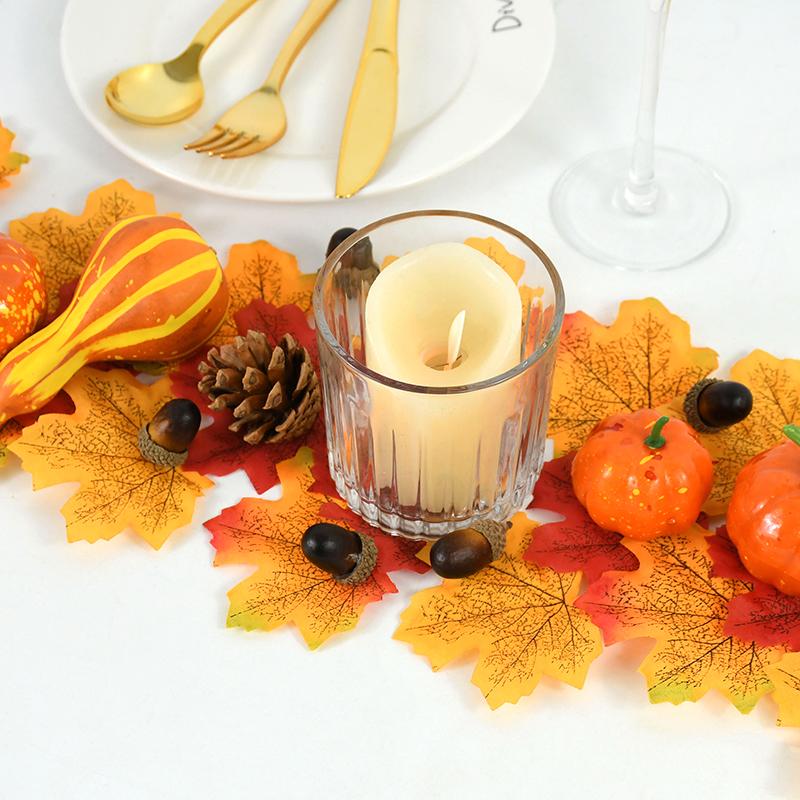 50Pcs/set Artificial Pumpkin Maple Leaves Pine Cone Halloween Thanksgiving Fall Table Home Decoration Photo Props Ornaments
