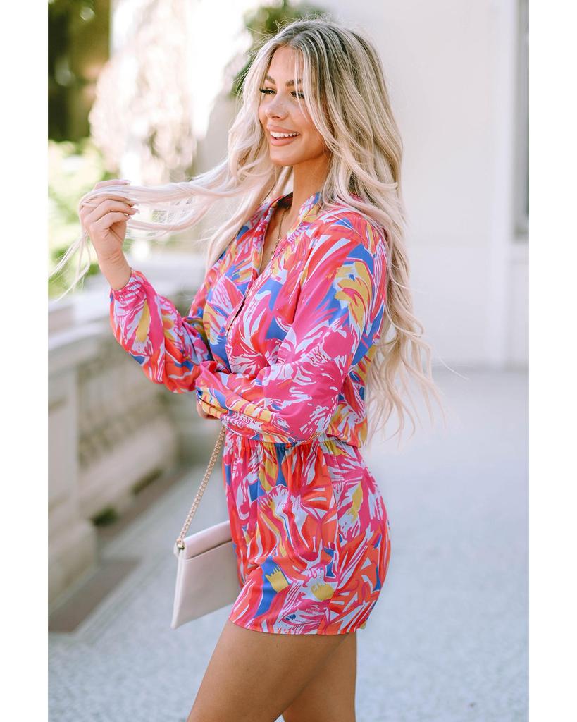 Azura Exchange Bold Graffiti Print Shirt Button Romper