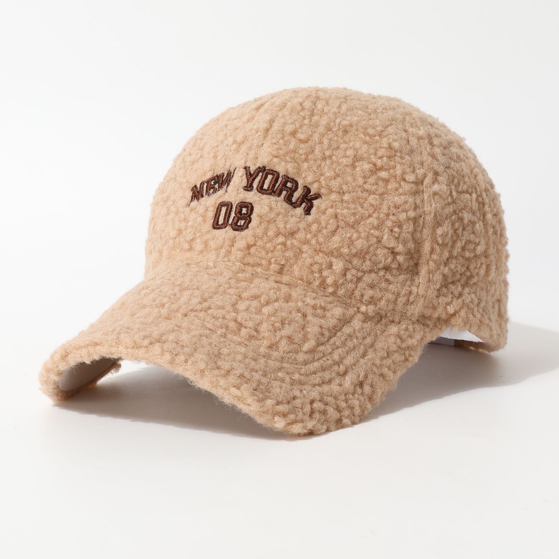 

Женская бейсболка из овечьей шерсти на осень и зиму, теплая, холодо- и ветрозащитная, с модной плюшевой вышивкой букв Adjustable хаки