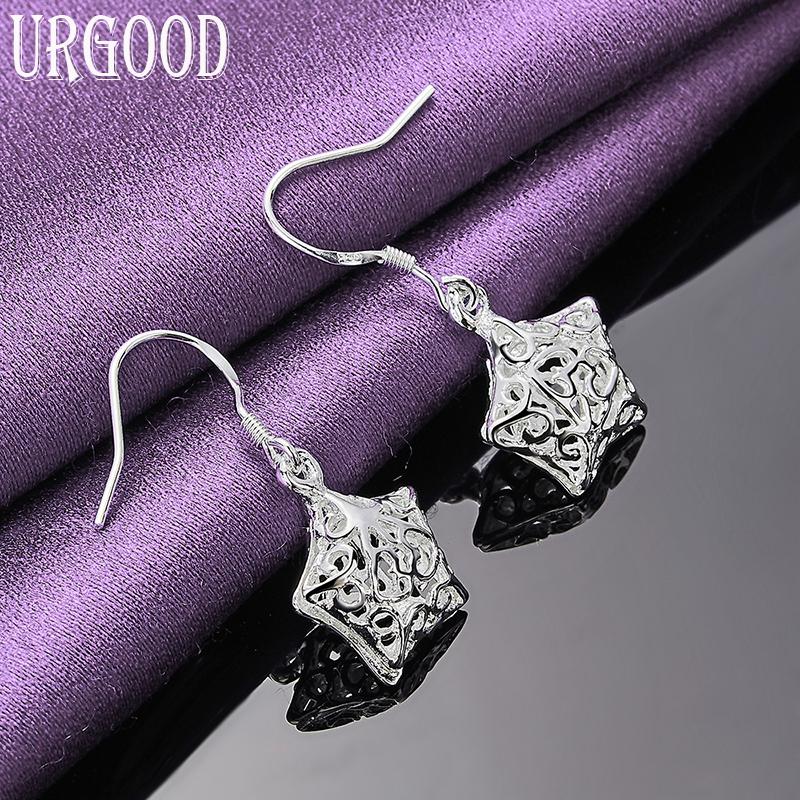 925 Sterling Silver Hollow Star Drop Earrings Jewelry