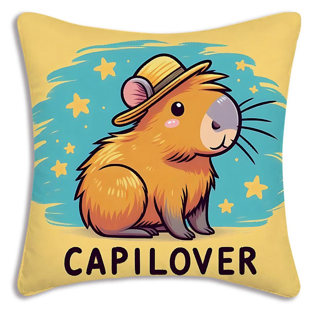 Cute animal C-Capybaras Pillow Covers Cartoon Sofa Decorative Home Double-sided Printing Short Plush Cute Cushion Cover