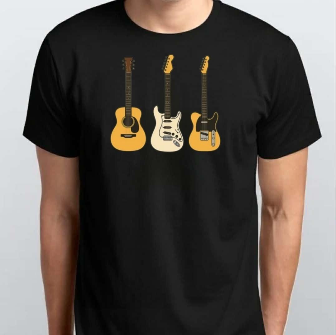 Guitar Collection Acoustic and Electric T-SHIRT S M L XL XXL 3 4 XL Black White L