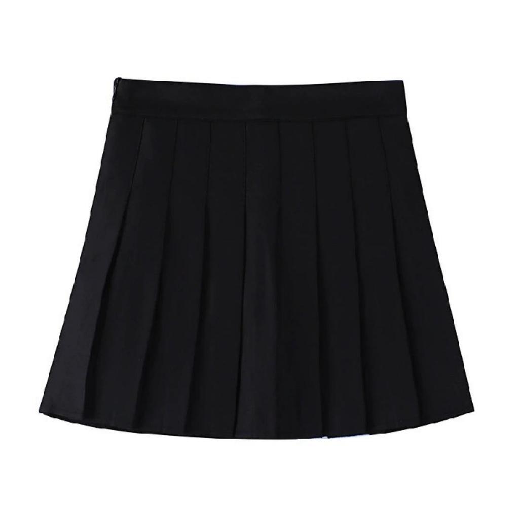 Dames Plissérok JK Uniformrok Rok Lente en Zomer Korte Rok (Veiligheidspantalon + Rits + Knopen)