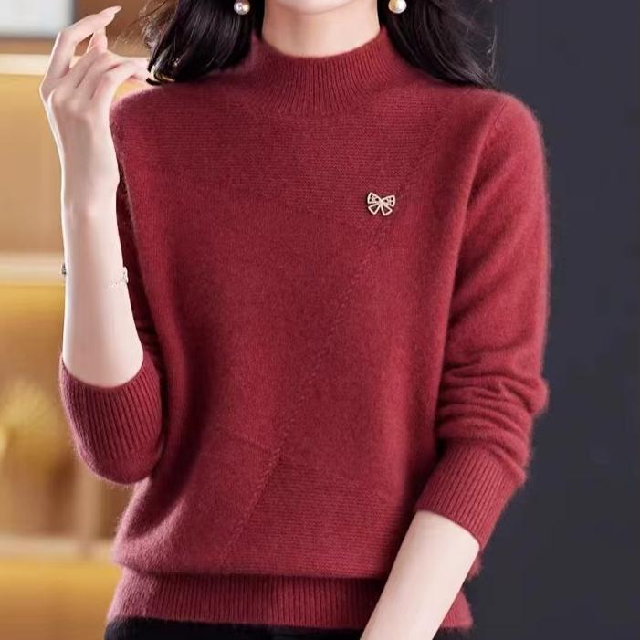 Sweater Women Casual Half Turtleneck Pullover for Women Paired with Loose Knitted Sweater for Warmth In Spring Autumn and Winter