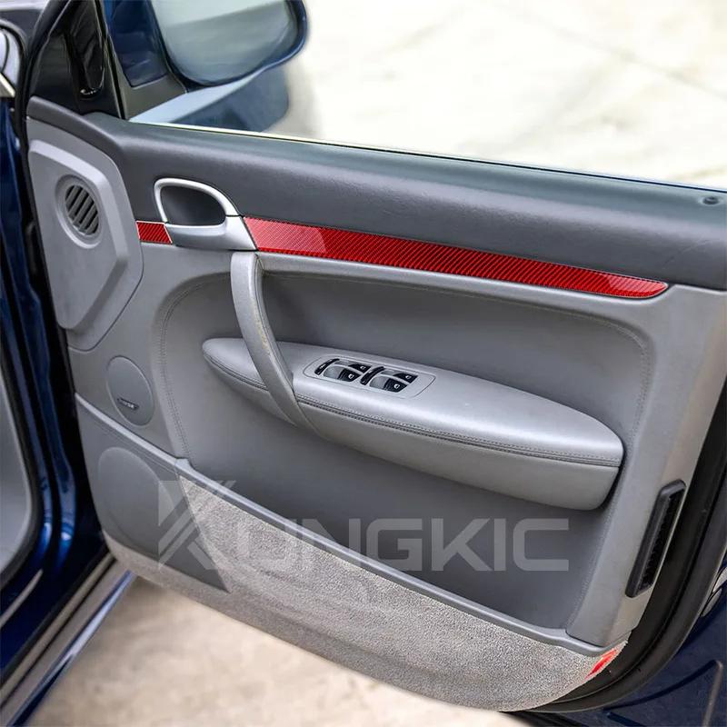 Real Soft Carbon Fiber Sticker For Porsche Cayenne 2003 2004 2005 2006 2007 2008 2009 2010 Door Decor Interior Car Accessories.
