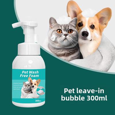 Espuma de Limpieza en Seco para Mascotas Transfronteriza - Sin Fragancia, Gel de Ducha Descontaminante sin Aclarado para Perros y Gatos, 300 ml