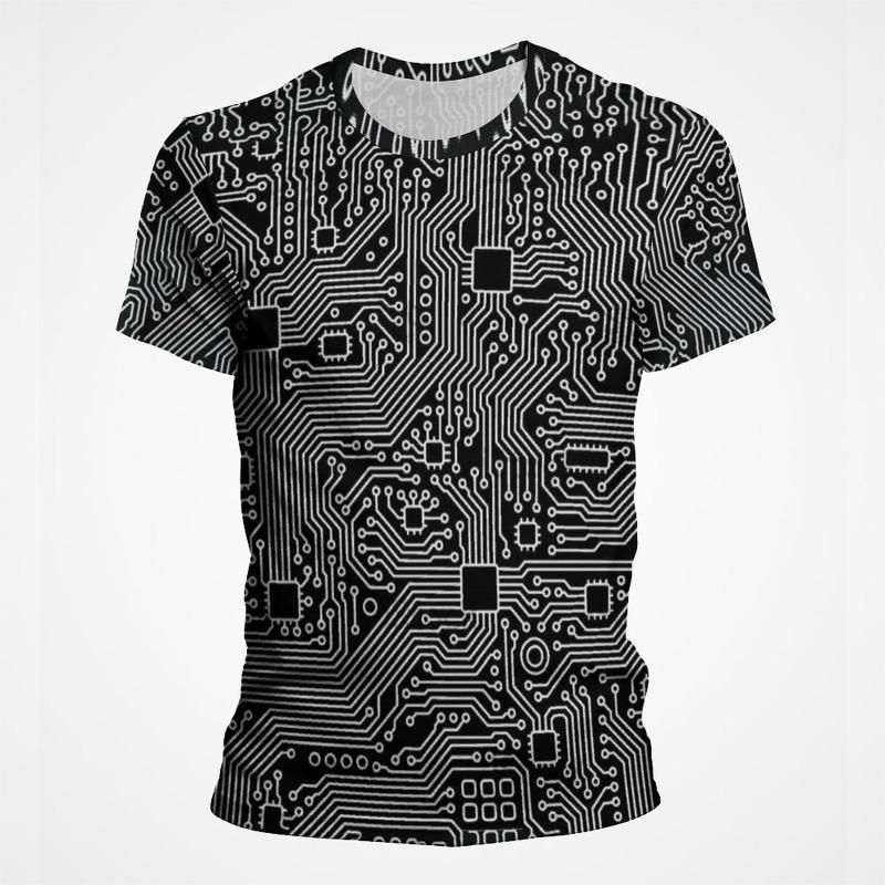 3D Print Motherboard CPU Processor Line Circuit Board T Shirt for Men Full Print Graphic