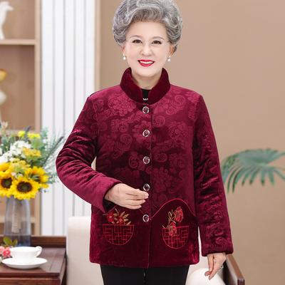 Grandma Winter Cotton Jacket Middle-aged and Elderly Women's Corduroy Mother's Warm Cotton Jacket Elderly Cotton Jacket Thickened Jacket