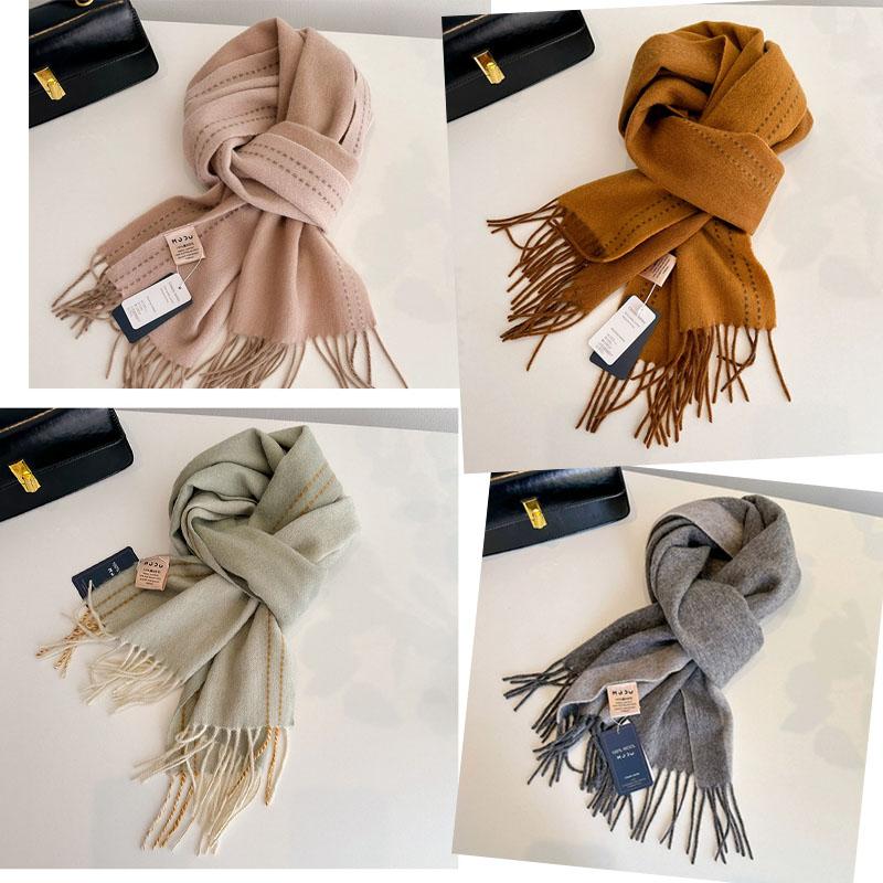 High Quality Soft Warm Thick Scarf Women Men 100% Wool Double-sided Tassel Muffler Male Female Thermal Classic Shawl Ladies