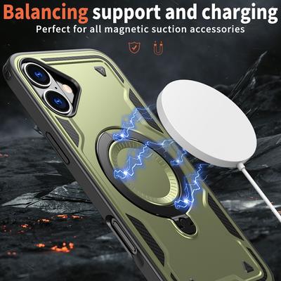 Etui na iPhone 16 Kompatybilne z MagSafe Ochrona Militarna PC+TPU Podstawka Pokrowiec na Telefon