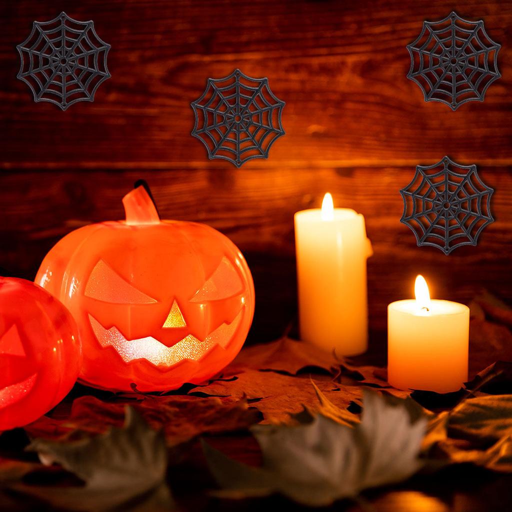50Pcs Realistic Stretch Spider Web Halloween Decor Black Pe Cobweb for Haunted Party Indoor Outdoor Spooky Atmosphere