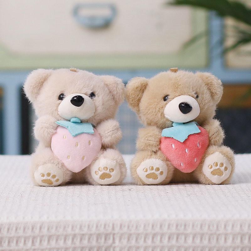 Cute Bear Plush Toy With Short Pile Fabric For Gift And Bag Accessories