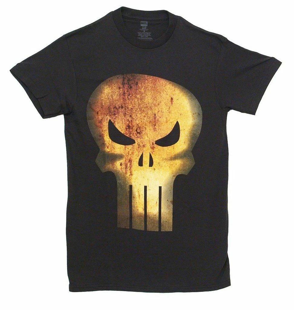 Adult Unisex Marvel Comics The Punisher Rusty Head Distressed-Design 100% Cotton T-shirt Mens Tees Top 4XL