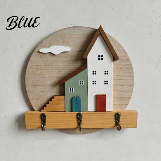 Exquisite Home Organization Storage Rack Key Holder Wooden Cottage Gift Nordic House Shaped